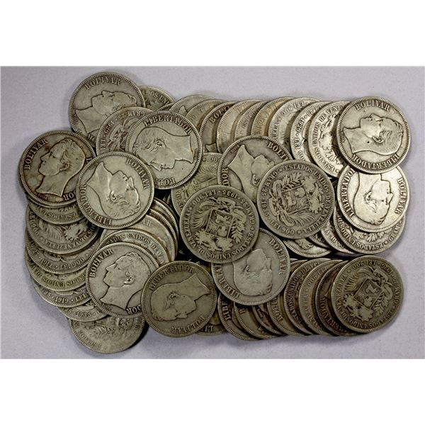VENEZUELA: LOT of 66 silver crowns