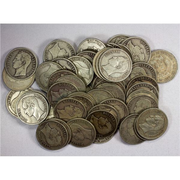 VENEZUELA: LOT of 58 silver crowns