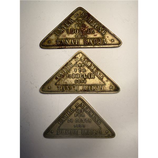 NETHERLANDS EAST INDIES: Plantation Tokens, LOT of 3 tokens