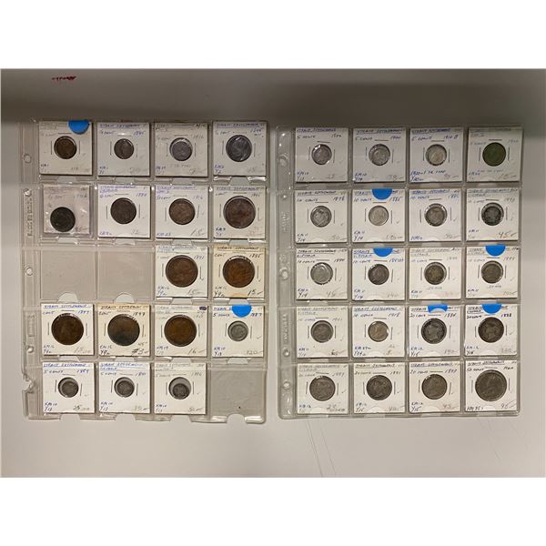 STRAITS SETTLEMENTS: LOT of 37 coins