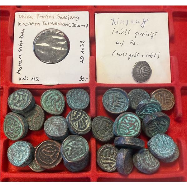 CHINA: SINKIANG: LOT of 29 coins
