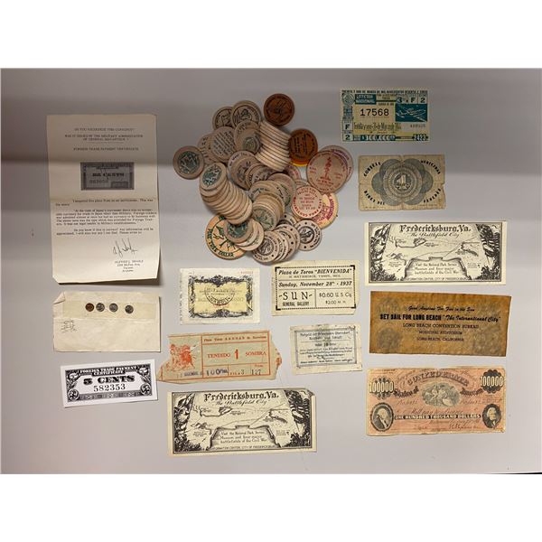 WORLDWIDE: LOT of tokens, medals, and banknotes