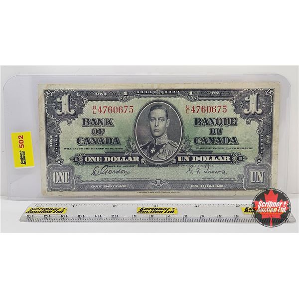 Bank of Canada $1 Bill 1937 : Gordon/Towers #UL4760675