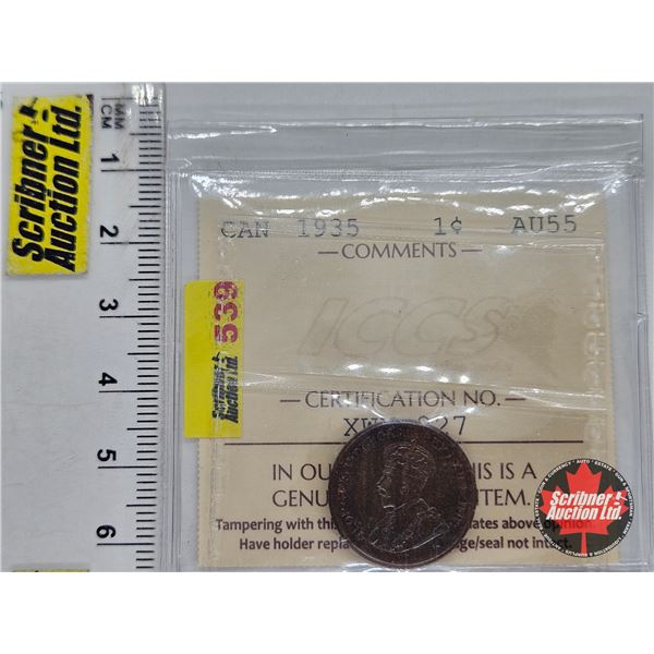 Canada One Cent 1935 (ICCS Cert : AU55)