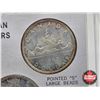 Image 5 : Canada 1965 Canadian Silver Dollars Types (4 Encased)  (Note : Case Cracked)