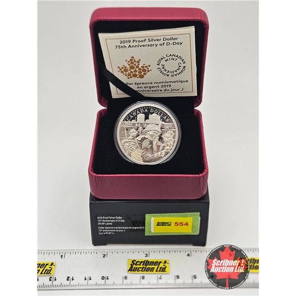 RCM Canada 2019 Proof Silver Dollar : 75th Anniversary of D-Day (COA #4089 : 99.99%)