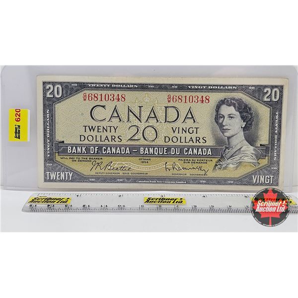 Canada $20 Bill 1954 : Beattie/Rasminsky #GW6810348