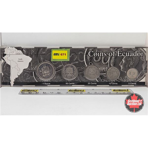 Coins of Ecuador : Five-Coin Set Collector Strip