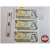 Image 2 : Canada $1 Bills 1973 (3 Consecutive) : Crow/Bouey #BCV9589125-126-127