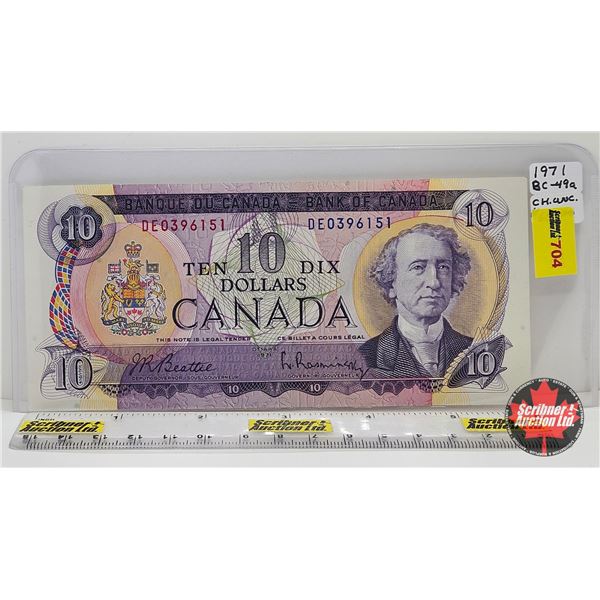 Canada $10 Bill 1971 : Beattie/Rasminsky #DE0396151