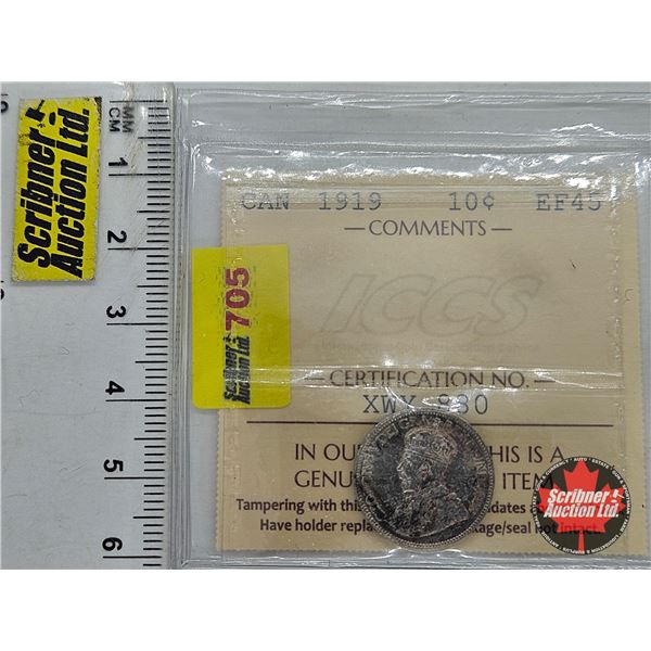 Canada Ten Cent 1919 (ICCS Cert : EF45)