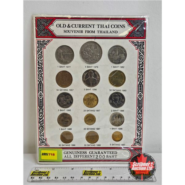 Souvenir from Thailand : Old & Current Thai Coins in Card (15 Coins)