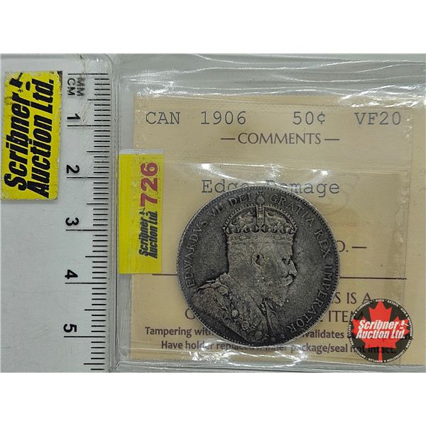 Canada Fifty Cent 1906 (ICCS Cert : VF20 : Edge Damage)