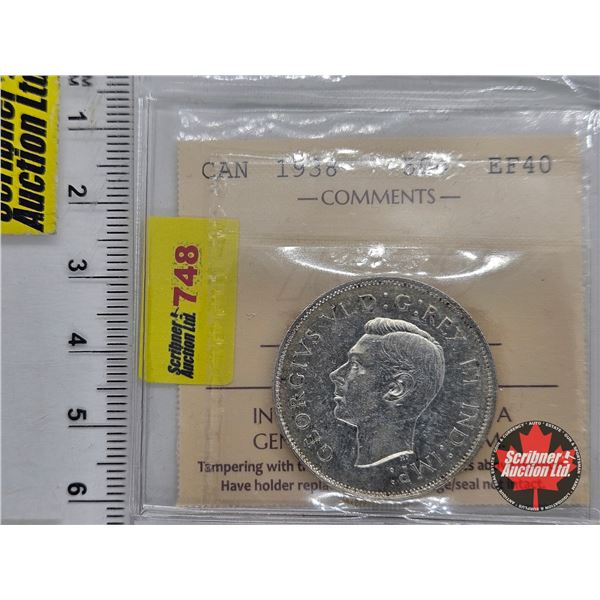 Canada Fifty Cent 1938 (ICCS Cert : EF40)