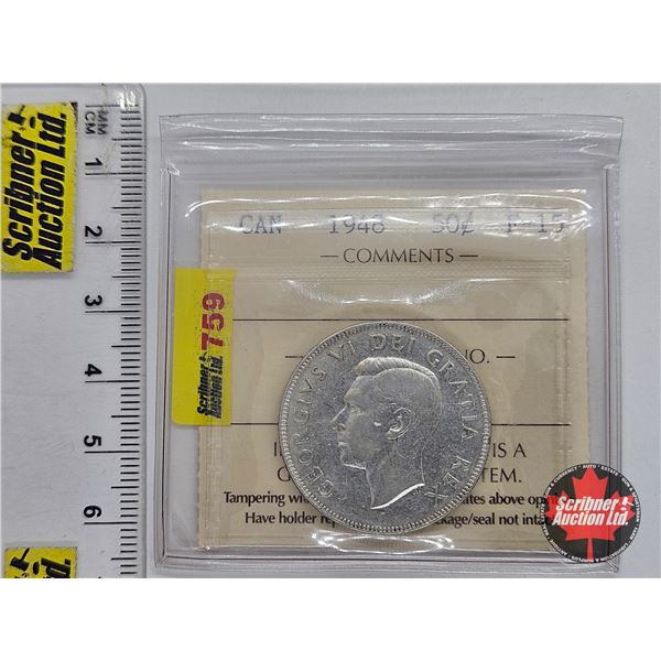 Canada Fifty Cent 1948 (ICCS Cert : F-15)