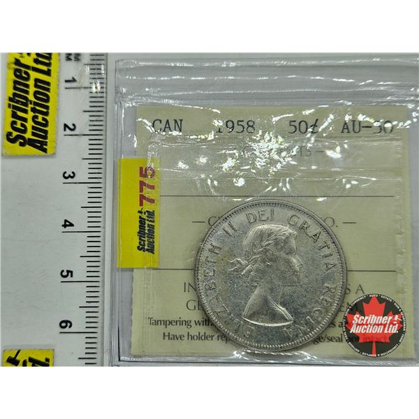 Canada Fifty Cent 1958 (ICCS Cert : AU-50)