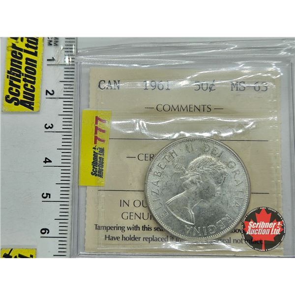 Canada Fifty Cent 1961 (ICCS Cert : MS-63)