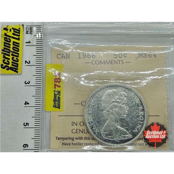 Canada Fifty Cent 1966 (ICCS Cert : MS64)
