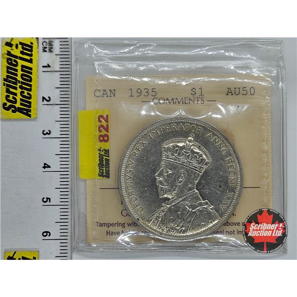 Canada Dollar 1935 (ICCS Cert : AU50)