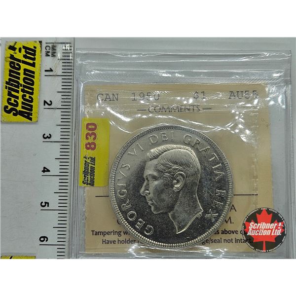 Canada Dollar 1950 (ICCS Cert : AU55)