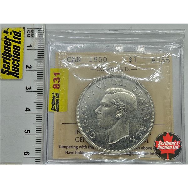 Canada Dollar 1950 (ICCS Cert : AU55 : SWL)