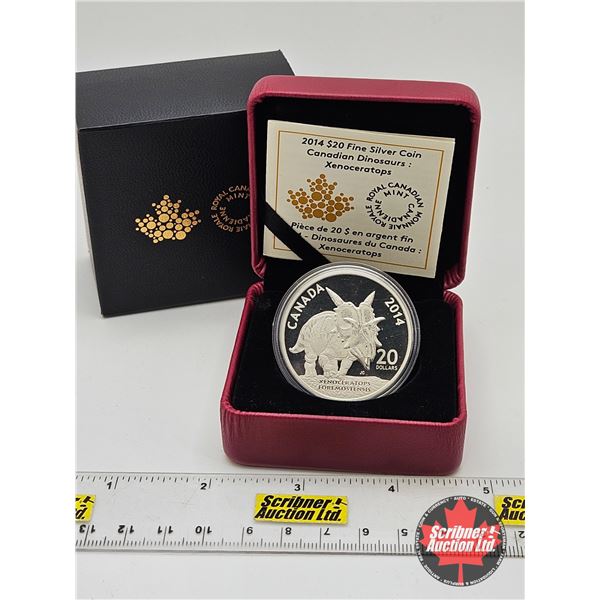 RCM Canada 2014 : $20 Fine Silver Coin : Canadian Dinosaurs : Xenoceratops (COA #2505 : 99.99%) (Not