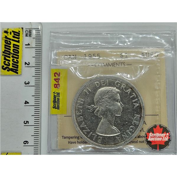 Canada Dollar 1955 (ICCS Cert : AU50)