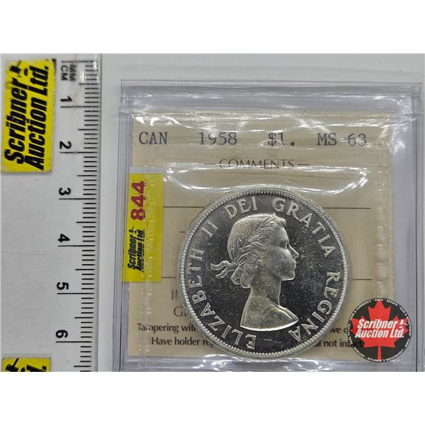 Canada Dollar 1958 (ICCS Cert : MS-63)