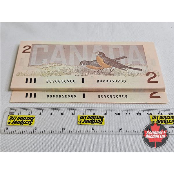 Canada $2 Bills 1986 (50 Consecutive) : Thiessen/Crow #BUV0850900-949