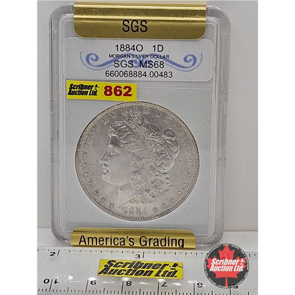 USA Morgan Dollar 1884O (SGS Cert : MS68)