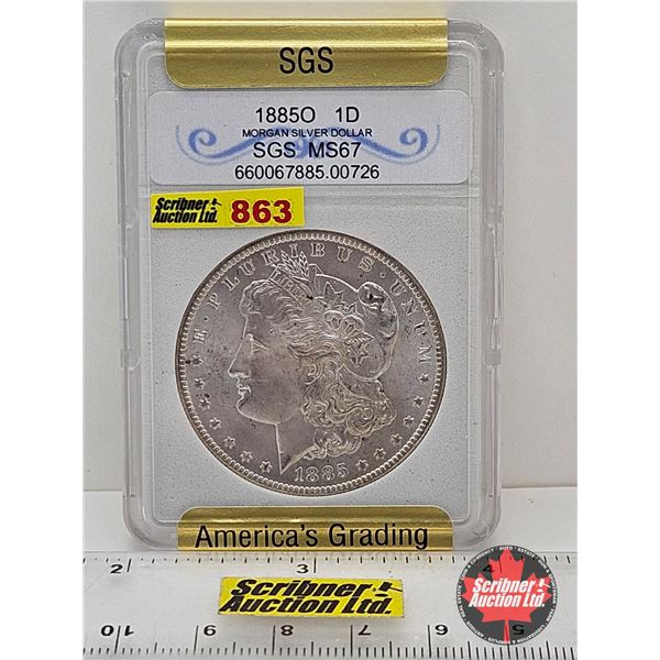 USA Morgan Dollar 1885O (SGS Cert : MS67)