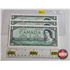 Image 1 : Canada $1 Bills 1954 (3 Consecutive) : Beattie/Rasminsky #HO2654576-577-578