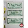 Image 3 : Canada $1 Bills 1954 (3 Consecutive) : Beattie/Rasminsky #HO2654576-577-578
