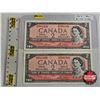 Image 2 : Canada $2 Bills 1954 (2 Consecutive) : Lawson/Bouey #MG5501205-206