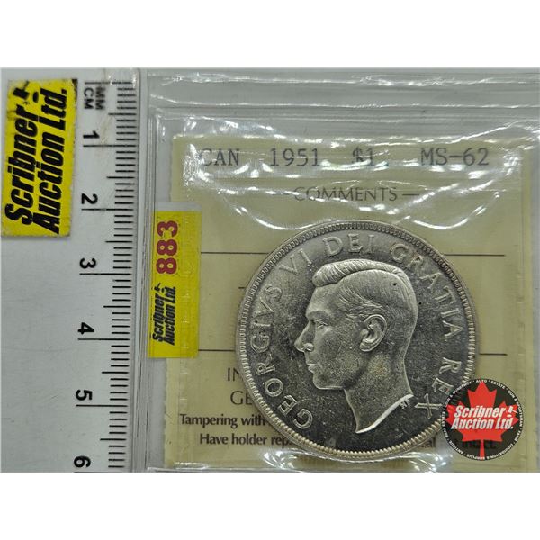 Canada Dollar 1951 (ICCS Cert : MS-62)