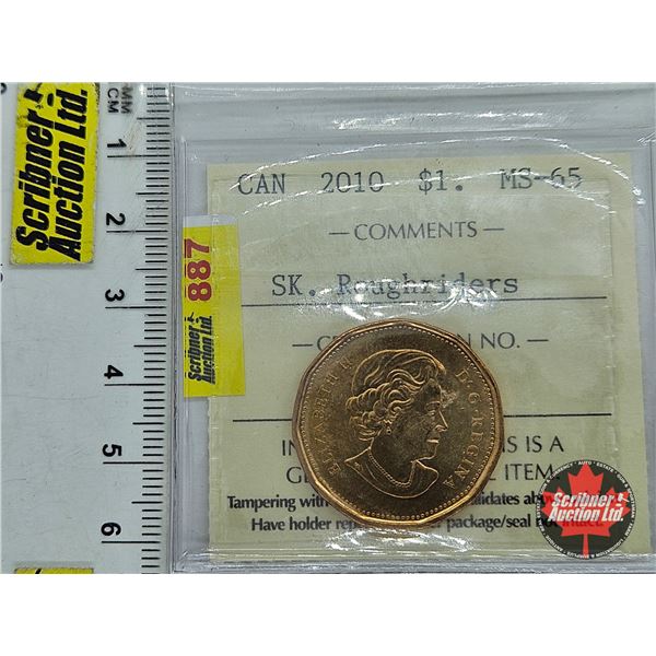 Canada Loonie 2010 SK. Roughriders (ICCS Cert : MS-65)