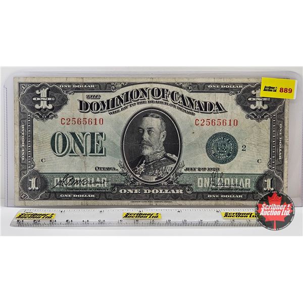 Dominion of Canada $1 Bill 1923 "Horse Blanket" : McCavour/Saunders (Green Seal)