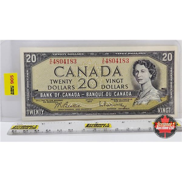 Canada $20 Bill 1954 : Beattie/Rasminsky #XE4804183
