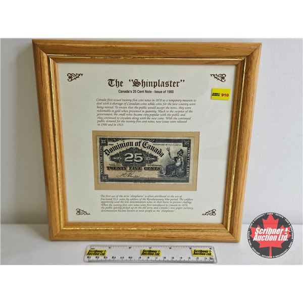 Framed Shinplaster 1900 : Boville  (Frame Measures : 9-5/8" x 9-5/8")