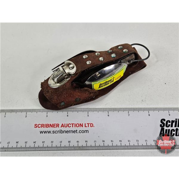 Multi-Function Folding Camping Tool c/w Leather Pouch