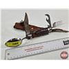 Image 3 : Multi-Function Folding Camping Tool c/w Leather Pouch