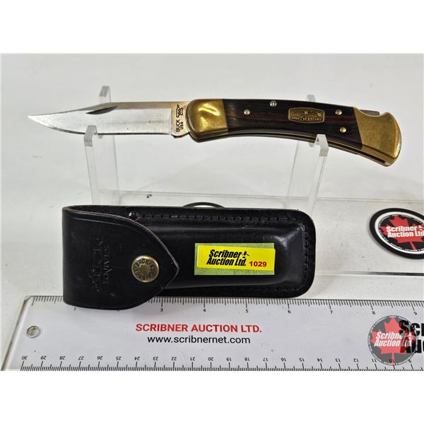 Buck 50th Anniversary Folding Knife c/w Leather Sheath