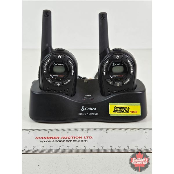 Cobra microTALK Two-Way Radios (2) c/w Desktop Charger