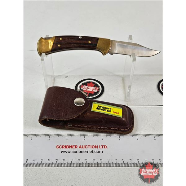 Buck 112 Folding Knife c/w Leather Sheath