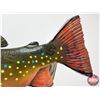 Image 10 : Custom Made Wooden Brook Trout Sculpture on Wood Base