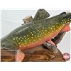 Image 11 : Custom Made Wooden Brook Trout Sculpture on Wood Base