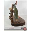 Image 4 : Custom Made Wooden Brook Trout Sculpture on Wood Base