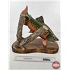 Image 6 : Custom Made Wooden Brook Trout Sculpture on Wood Base