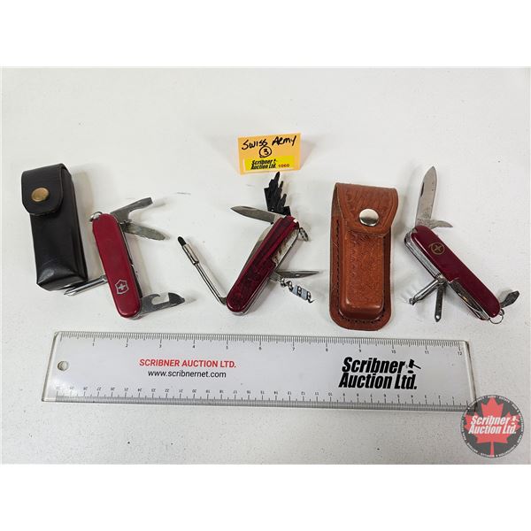 3 Multifunction Pocket Knives c/w 2 Pouches