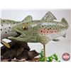 Image 10 : Custom Made Wooden Trout Sculpture on Wood Base